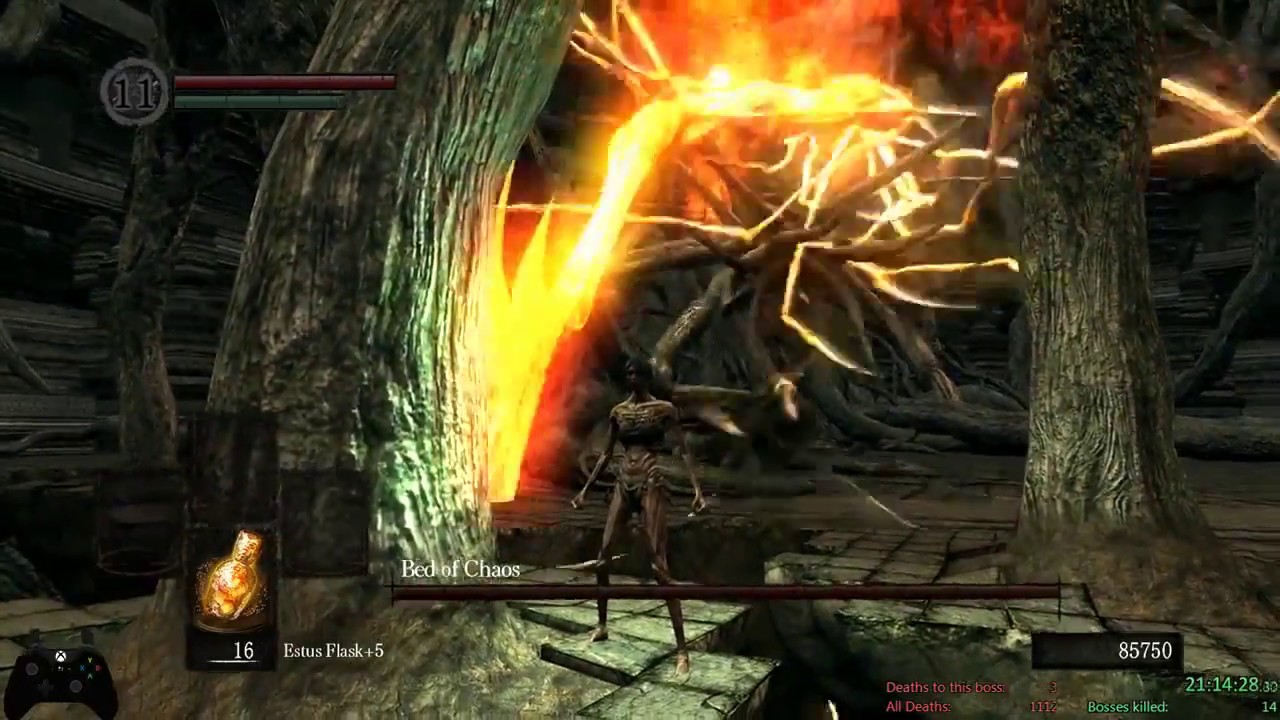 Dark Souls - Bed Of Chaos Kill - NG+7 SL1 No Range/Jumping/Rolling/Blocking/Quitouts - flawless