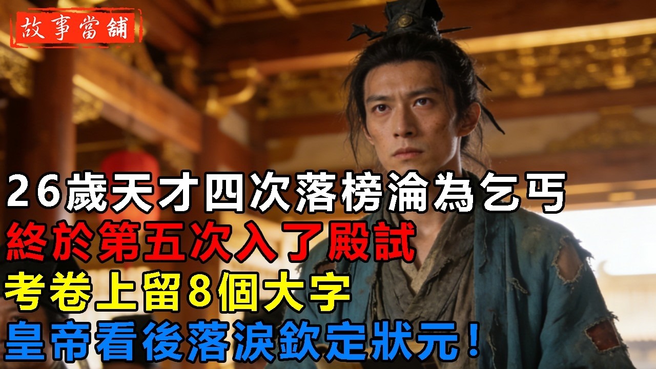 26歲天才四次落榜淪為乞丐，終於第五次入了殿試，考卷上留8個大字，皇帝看後落淚欽定狀元！| 民間故事 | 故事當舖