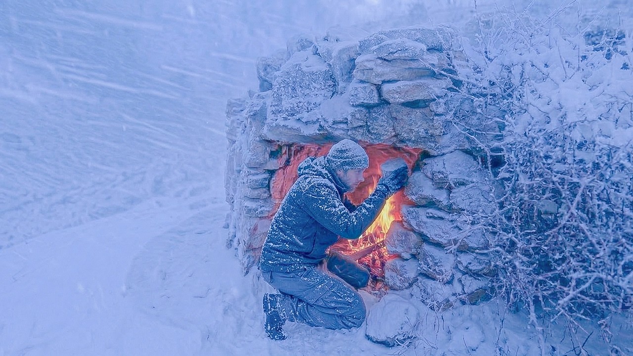 He Survived a Blizzard by building a Stone House | The Most Intense Blizzard Ever