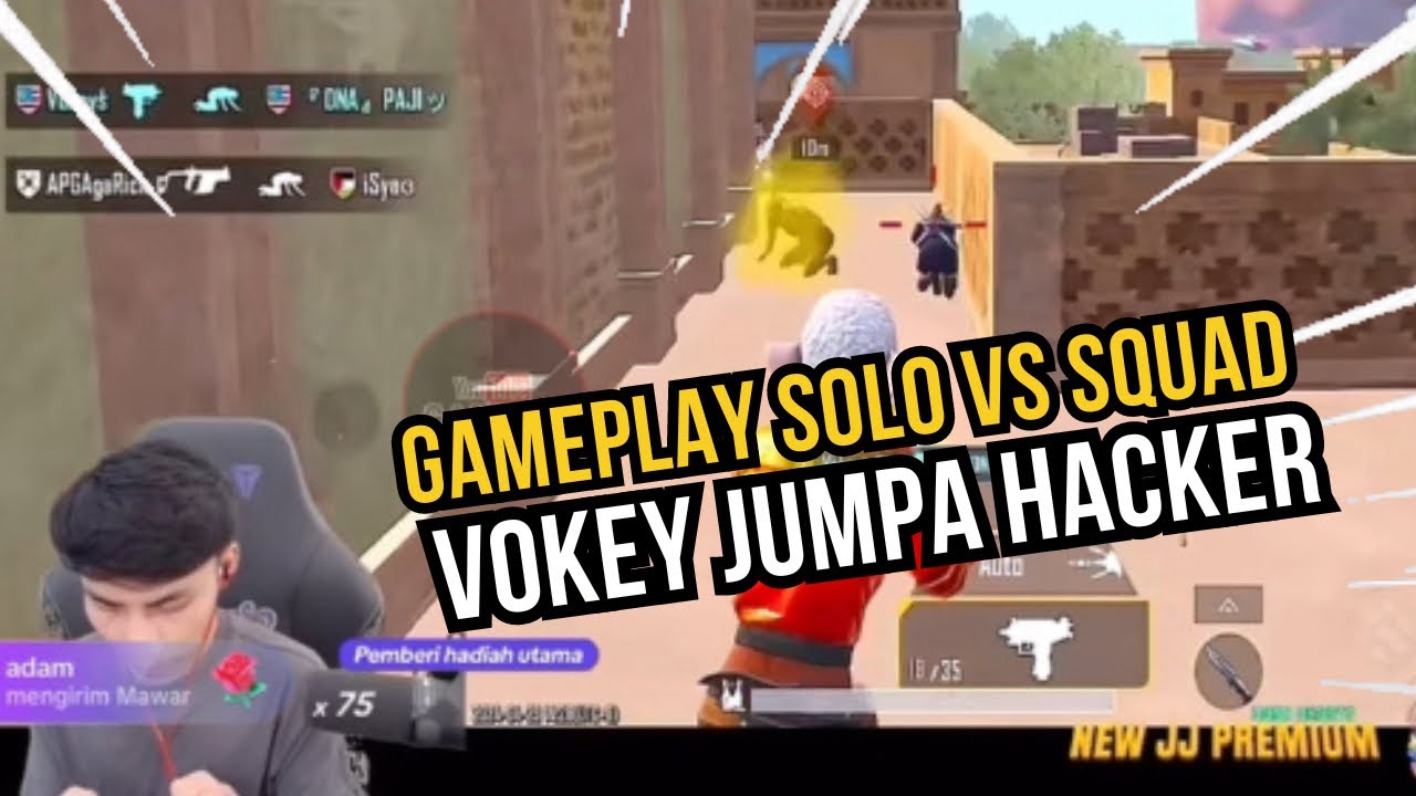 VOKEY JUMPA HACKER !! GAMEPLAY SOLO VS SQUAD