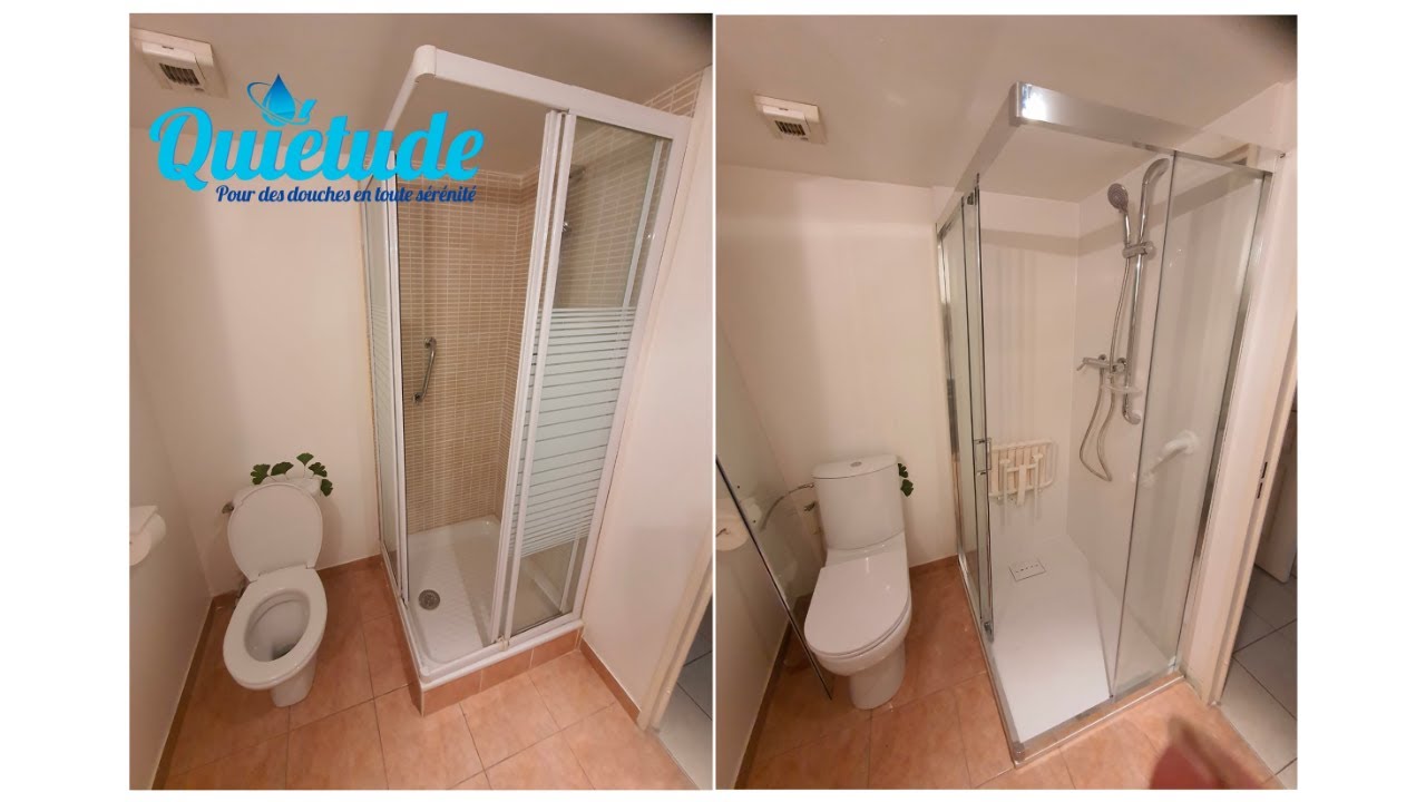 💧💪 AVANT/APRÈS. TRANSFORMATION DE DOUCHES SENIORS REALISÉES PAR DOUCHE QUIETUDE