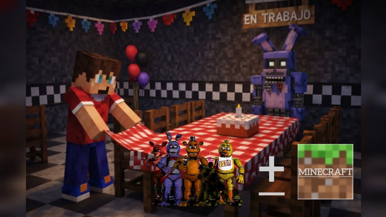 Construyendo la pizzería de fnaf 1 en Minecraft (con mods para que se parezca más)