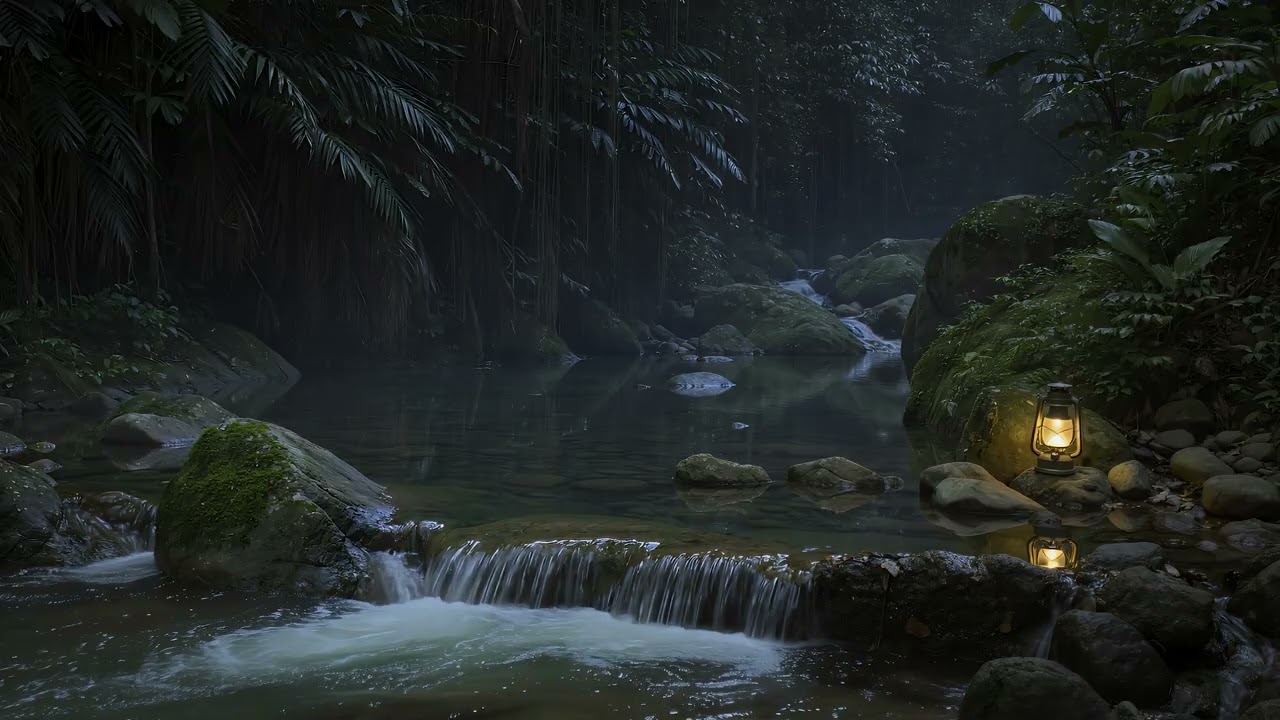 Peaceful Forest River Sounds | Dark Screen Sleep Aid | Meditation & Relaxation | 3 Hours