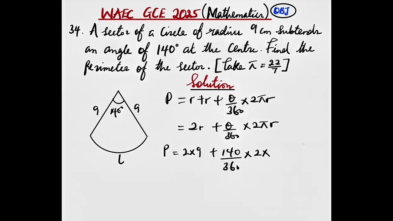 WAEC GCE 2025 | MATHEMATICS | Question 34