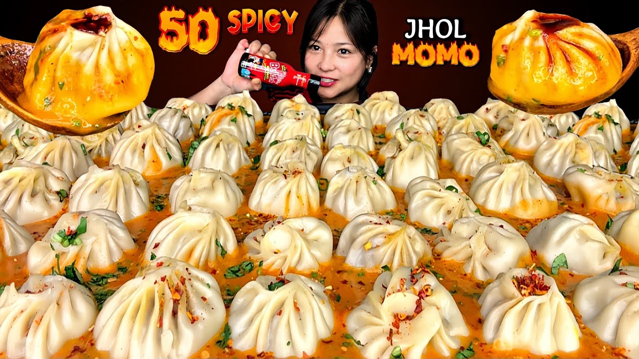 50 BUFFALO JHOL MOMO MUKBANG || 50 PIECE SPICY, JUICY & BIG MOMO || BIG BITES | CHALLENGE || #mikasa