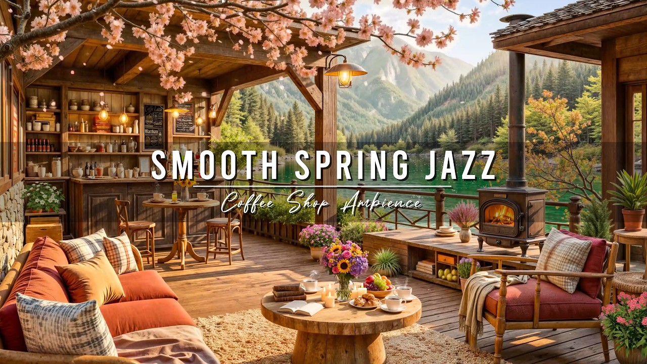 Smooth Morning Jazz at Spring Coffee Shop Ambience 🌸 Jazz Relaxing Music for Work, Study, Focus