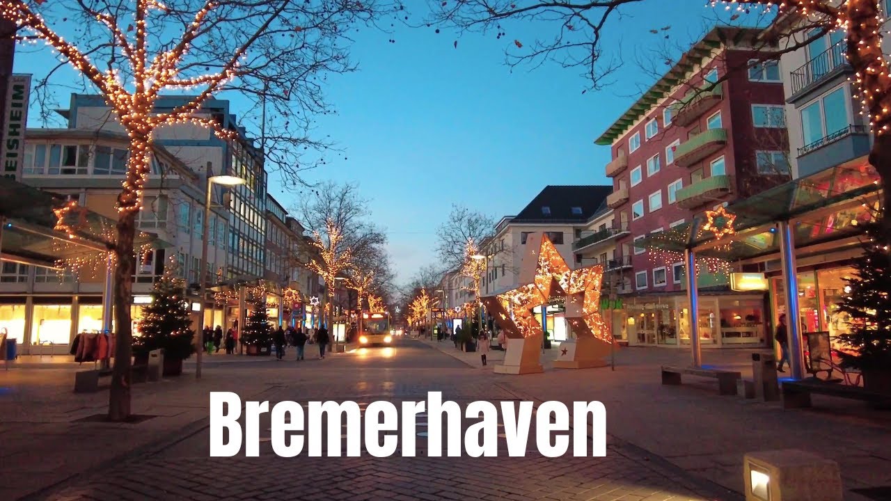 Bremerhaven, Germany 4K 60fps walking tour December 2022 Christmas markets