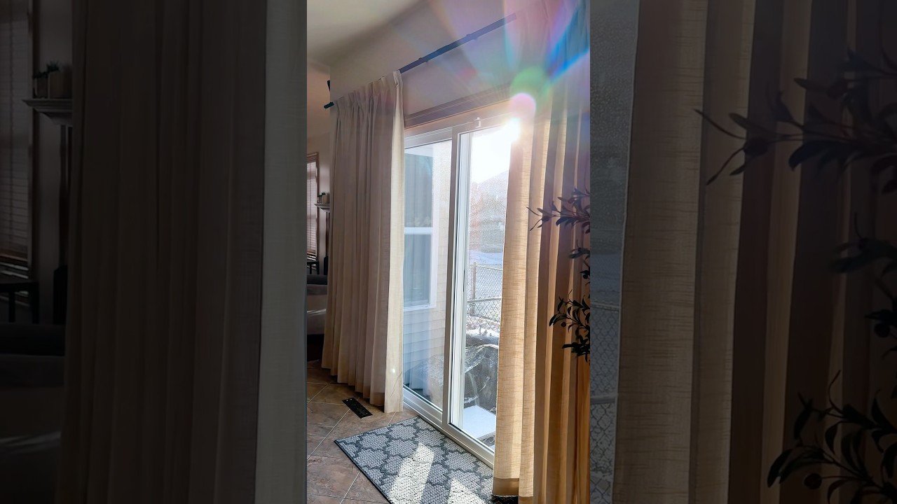 New curtain transformation for sliding glass door #homeupgrade #beforeandafter