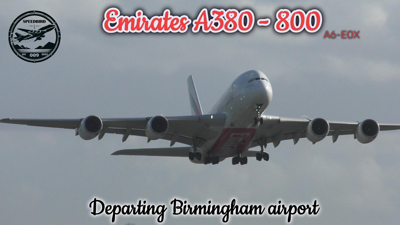Decent crowd to see the Emirates A380 A6-EOX  depart Birmingham airport