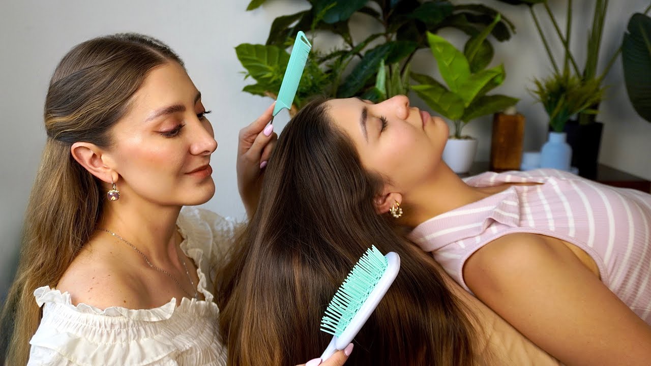 ASMR Hair and Scalp Brush & Massage: Hair Parting and Scratching | Tingles Soft Spoken Real Person