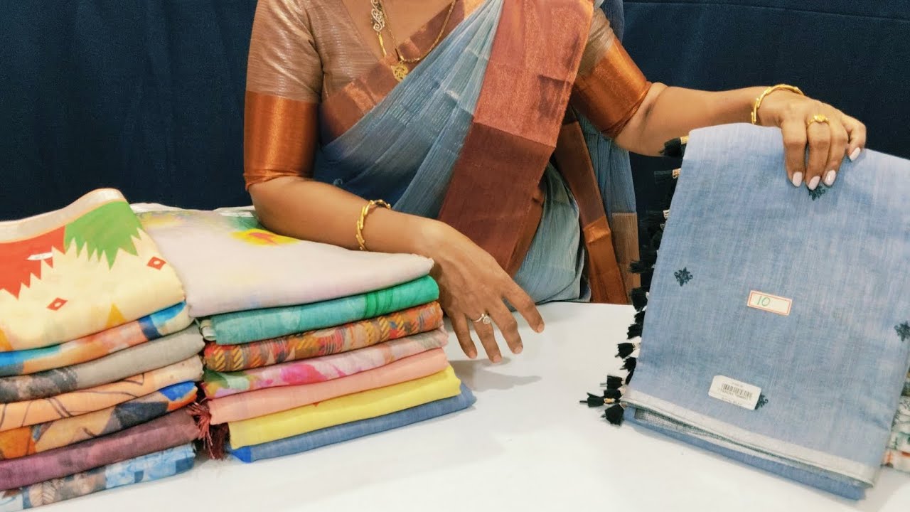 ⚜️ linen cotton sarees for daily wear 💥 with blouse collection ♥️ in offer price ❤️