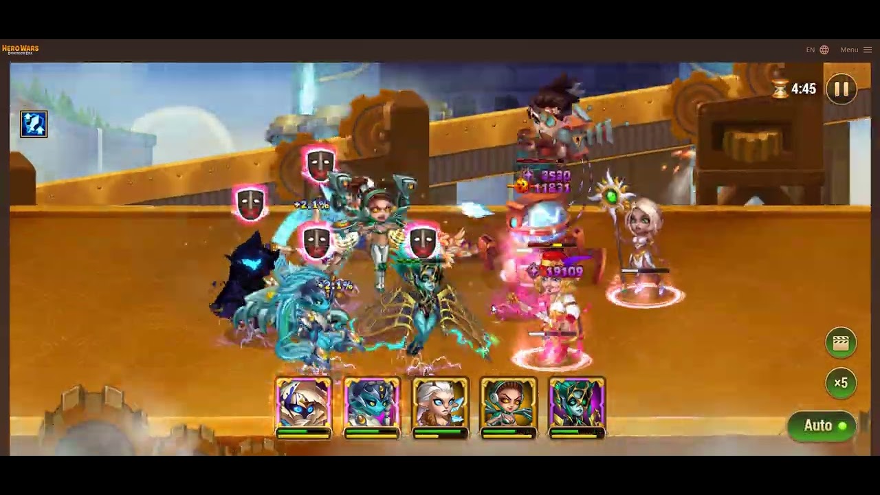 Hero Wars Surging torrent event for Titus & Gelo Battle Level 6 & 210 buff unexpected victory