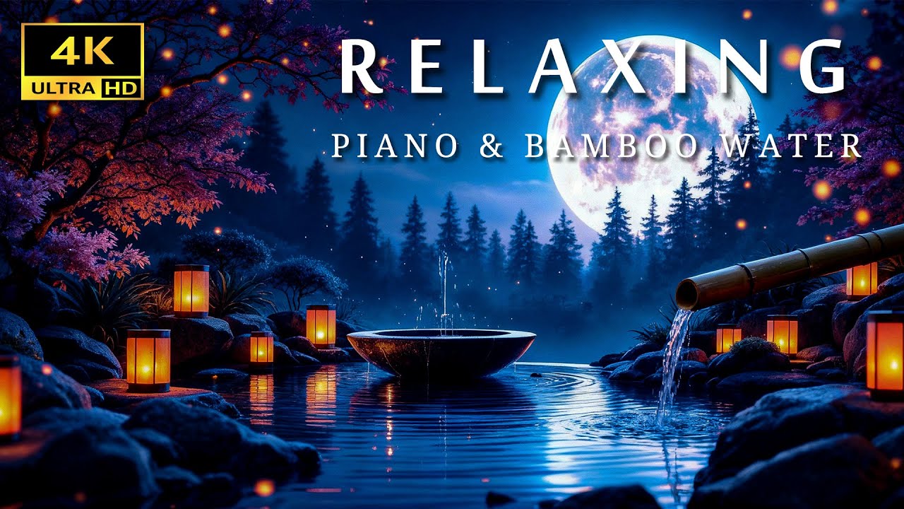 🌙 Dreamy Relaxation &ndash; Piano Melodies with Water and Lantern Glow (4K Ultra HD)