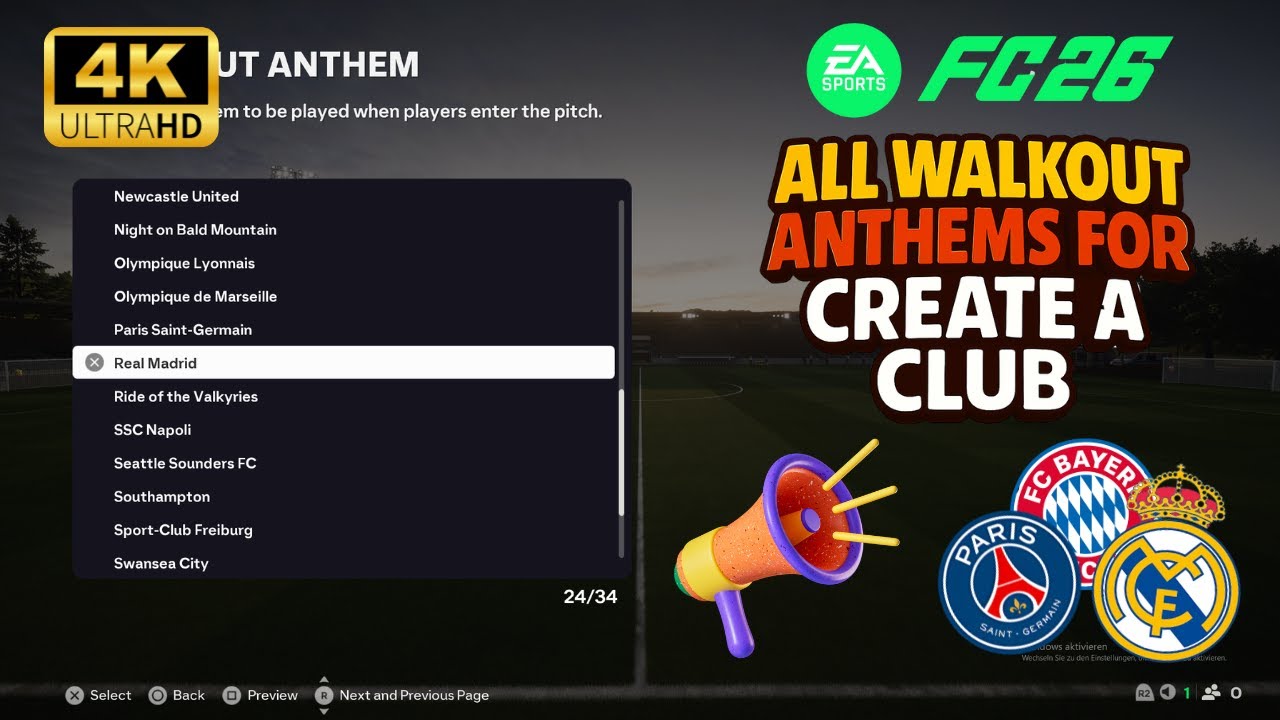 EA FC 26 │ALL WALKOUT ANTHEMS for Create a Club in CAREER MODE ⚽│EA SPORTS FC 26
