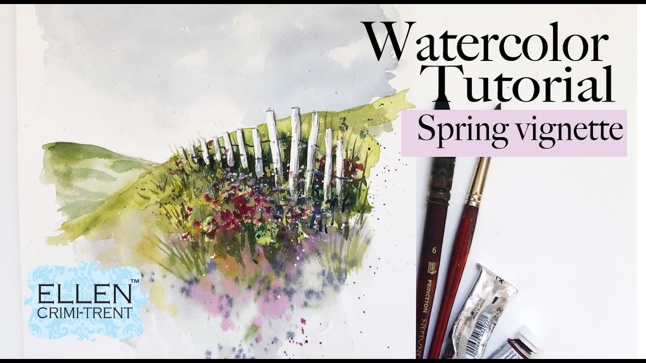Watercolor Painting Spring Vignette- Step by step for beginners
