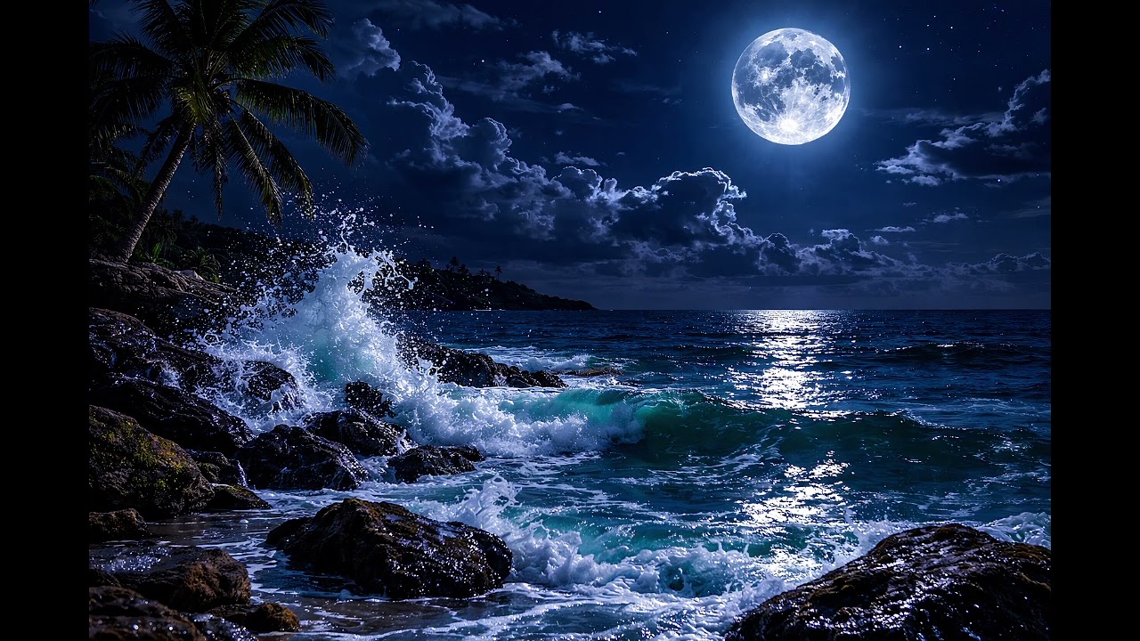 Ondas do Mar à Luz da Lua 🌕🌊 Som Relaxante para Dormir e Meditar #relax#somdomar#sleep 