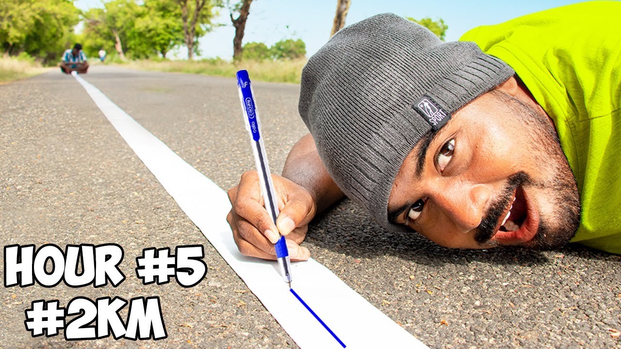 I Don't Stop Drawing Line Until My Ball Pen Runs Out | HOW LONG CHALLENGE