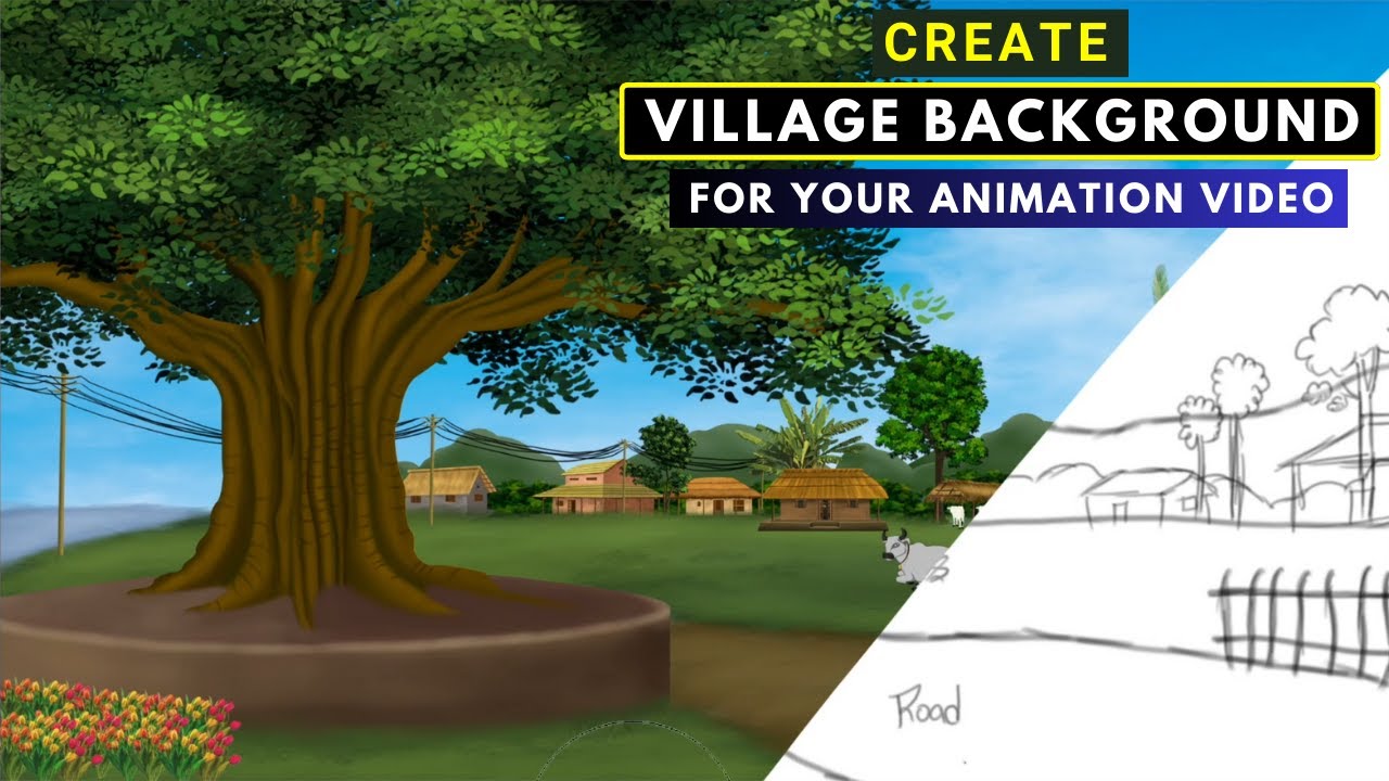 Background Design For Your Animation Video | Create Village Background | Speed Painting