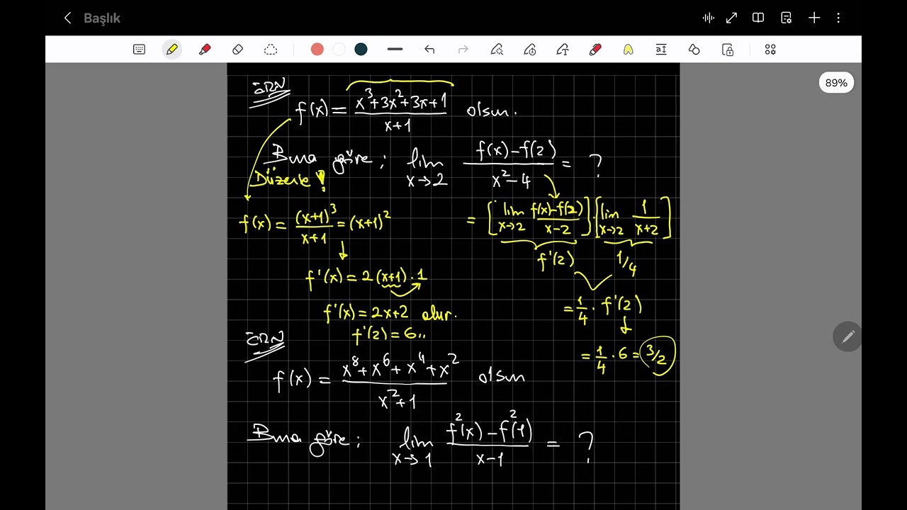Limit ile Türev Varlığı ( PRATİK 2 YOL)