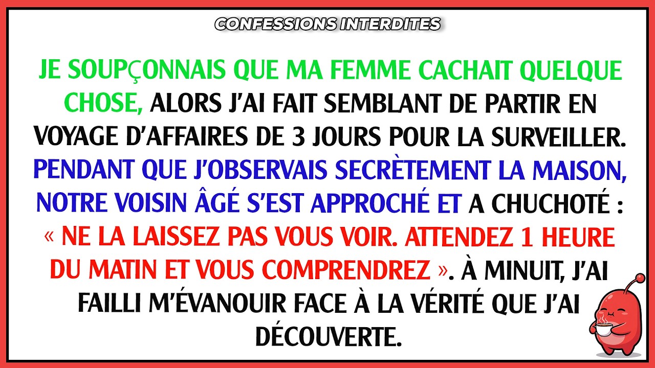 Je soupçonnais ma femme de cacher quelque chose, alors j'ai fait semblant de partir en voyage ...