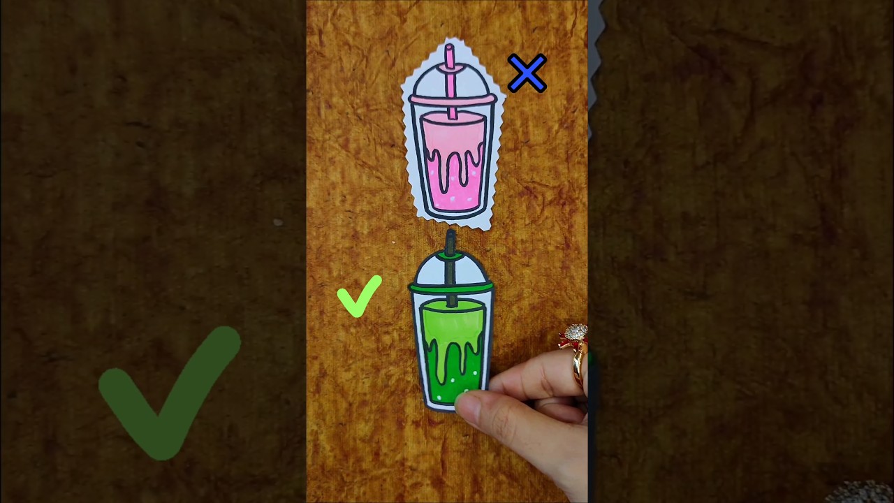 Pink and Green Juice 🥤 🧃 Perfect paper cutting 