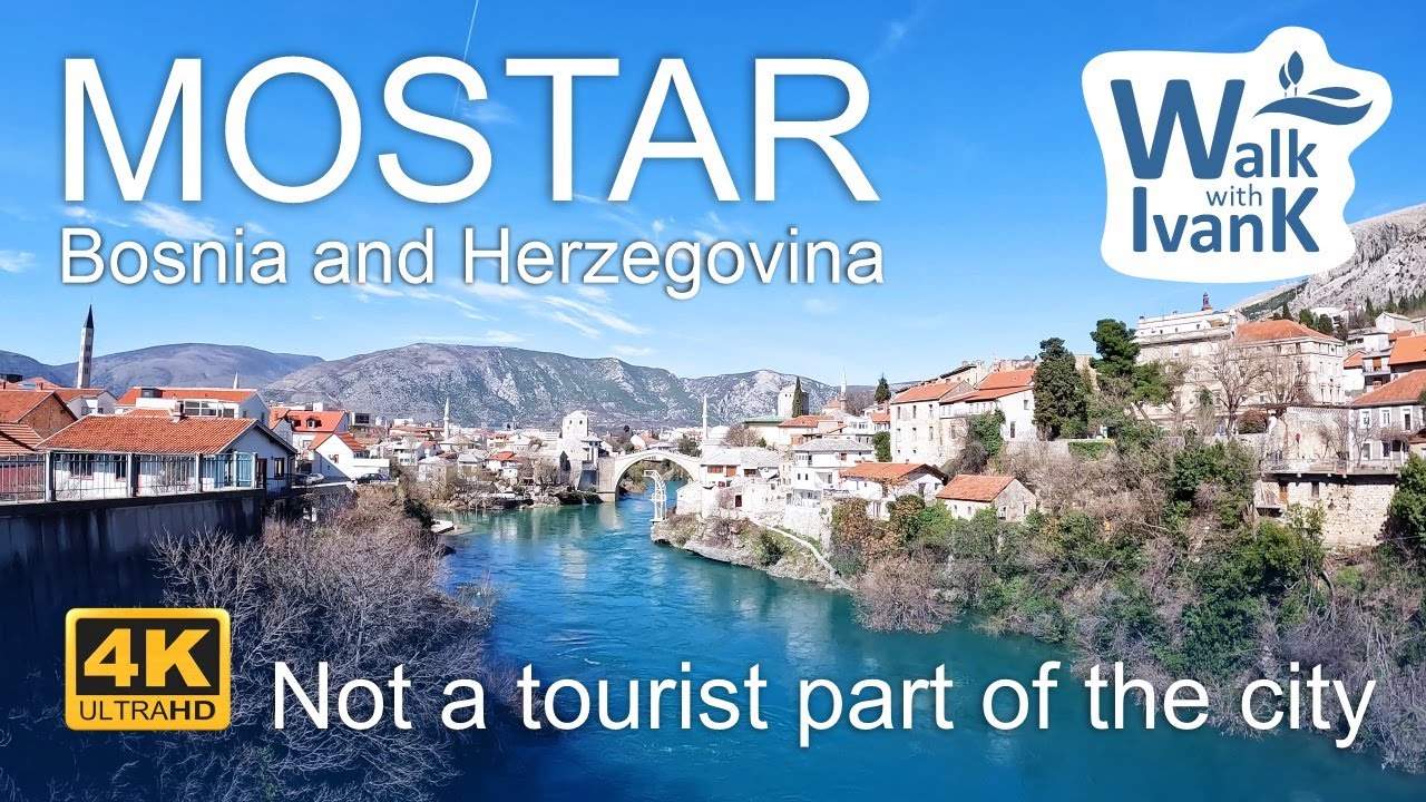 4k Walking tour of not a tourist part of Mostar, Bosnia and Herzegovina