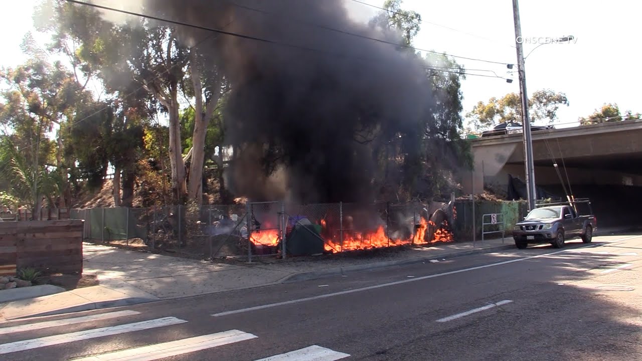 Homeless Encampment Erupts in Flames