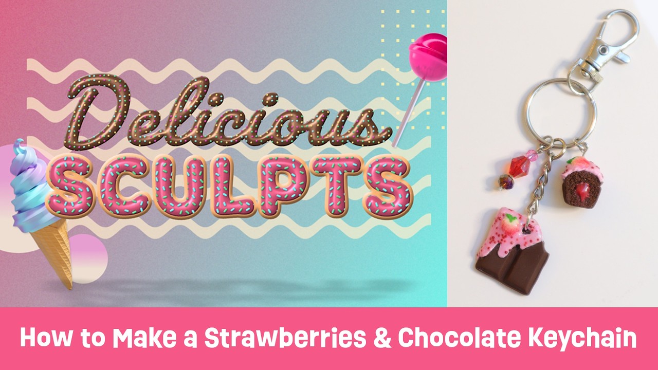How to Make a Strawberries and Chocolate Keychain in Polymer Clay