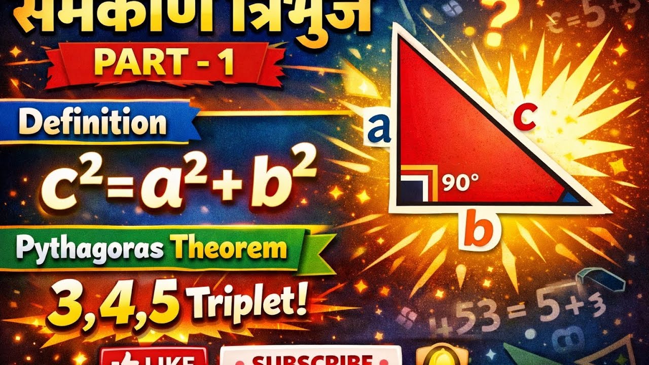 RIGHT ANGLE TRAINGLE (समकोण त्रिभुज) | pythagoras theorem | triplet | class 9 —10th | part–1🔥🔥🔥🔥