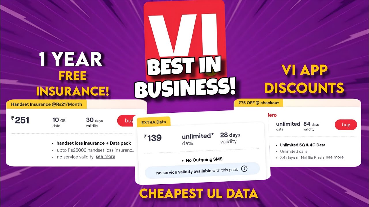 Mobile Loss Insurance with Vi Recharge🔥: Vi Cheapest Unlimited Data, Vi App Discounts