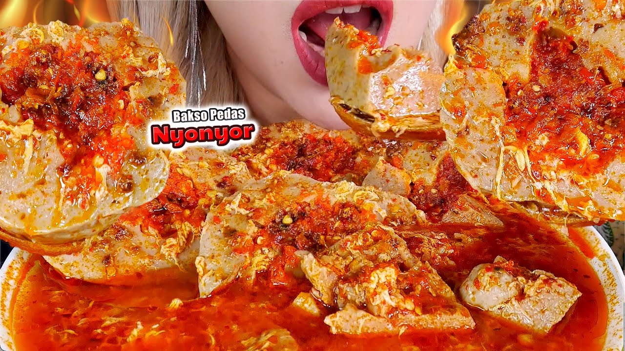 ASMR 🔥🌶BAKSO MERCON CENGHAR PEDAS NYONYOR🥵 SPICY JUMBO BEEF MEATBALLS