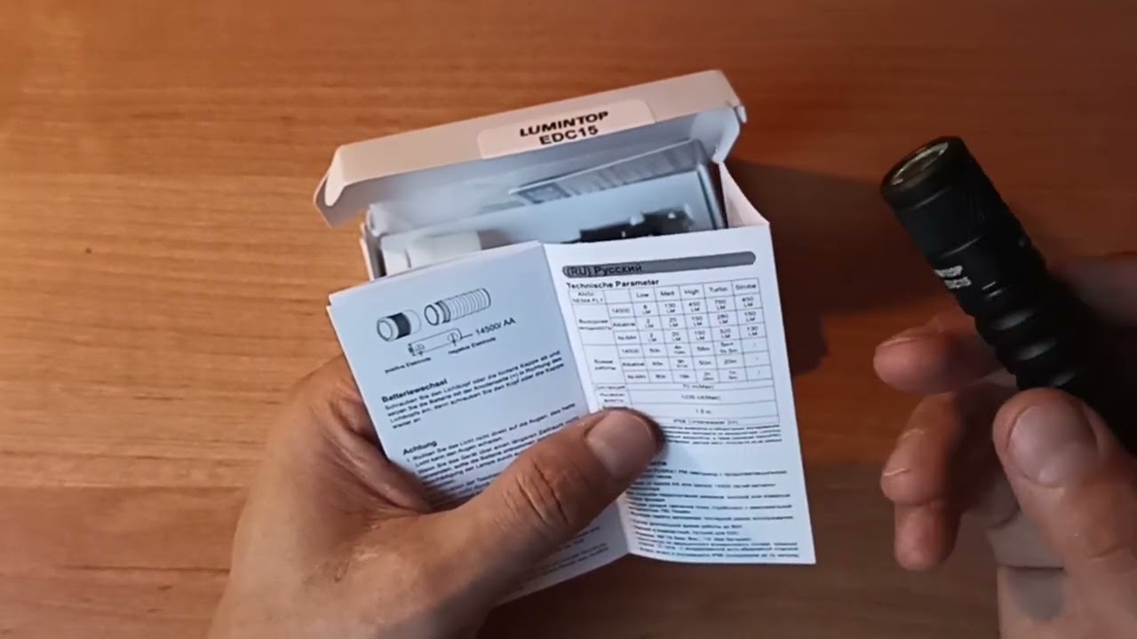 Lumentop EDC15, лучший, компактный фонарь на EDC с элементами питания АА и 14500
