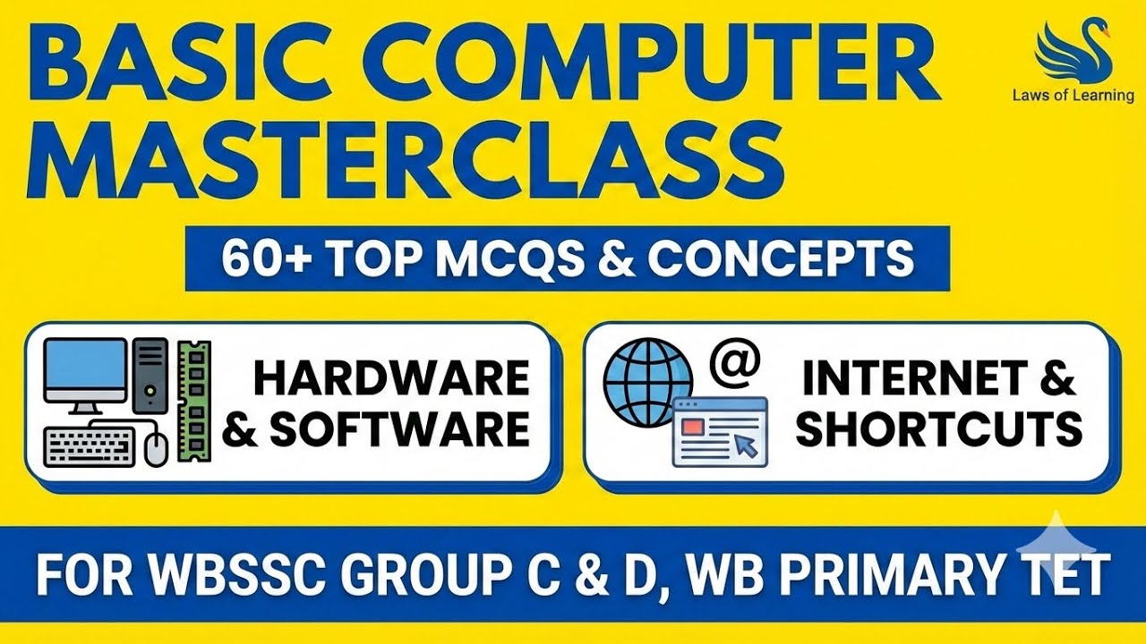 Basic Computer Masterclass | 60+ MCQs for WBSSC Group C & D, WB Primary TET 2026 | Laws of Learning