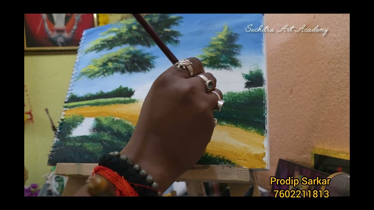 Rural Scenery with Acrylic colour 