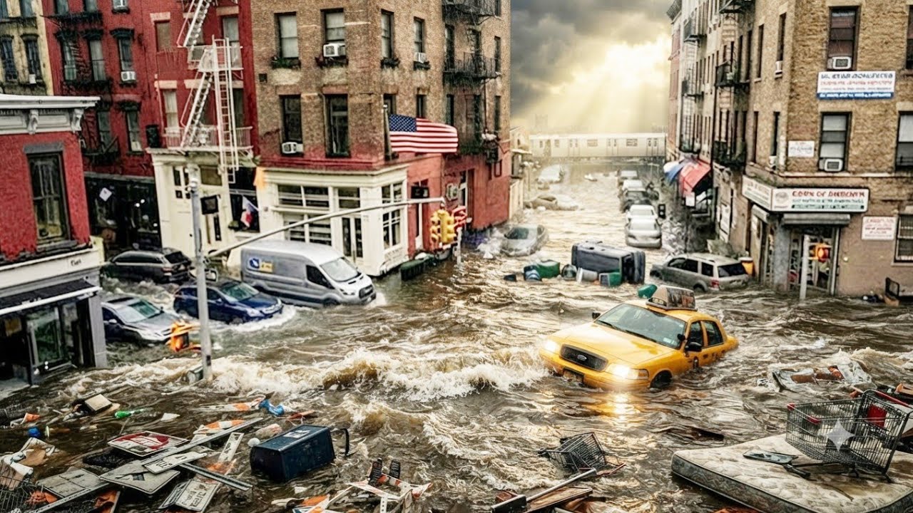 Нью-Йорк под водой! Мощные внезапные наводнения поглощают машины и топят метро