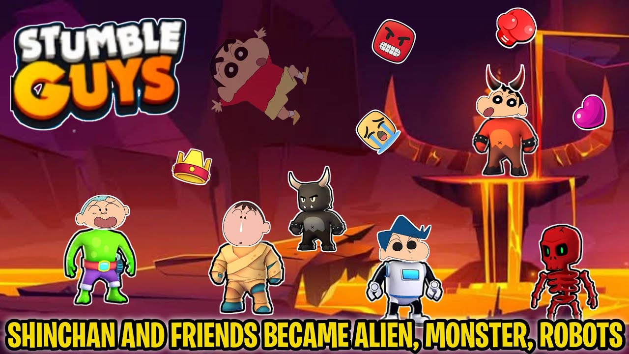 Shinchan and his friends became alien, monstar, robots in stumble guys😱 | shinchan stumble guys😂