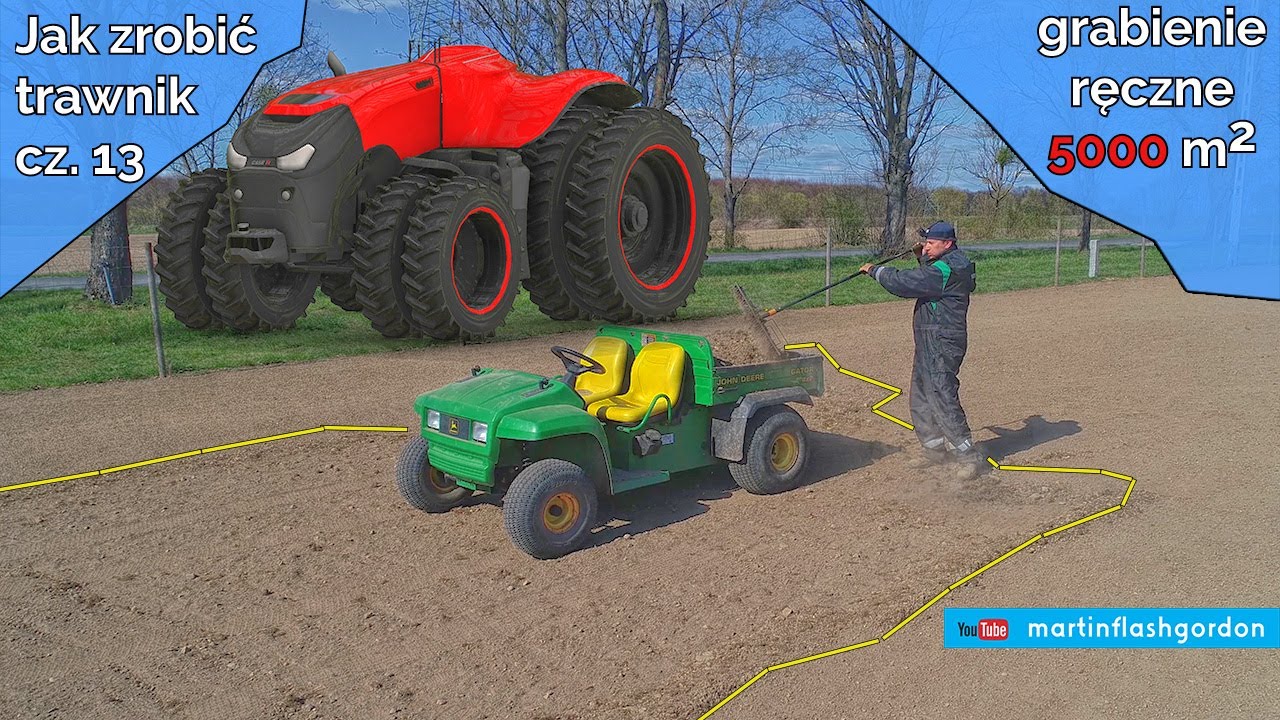 ręczne grabienie trawnika 5000 m2 | Jak zrobić trawnik cz 13
