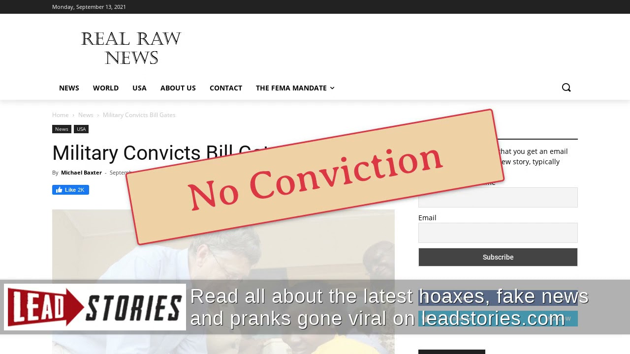 Fact Check: Military Did NOT Convict Bill Gates