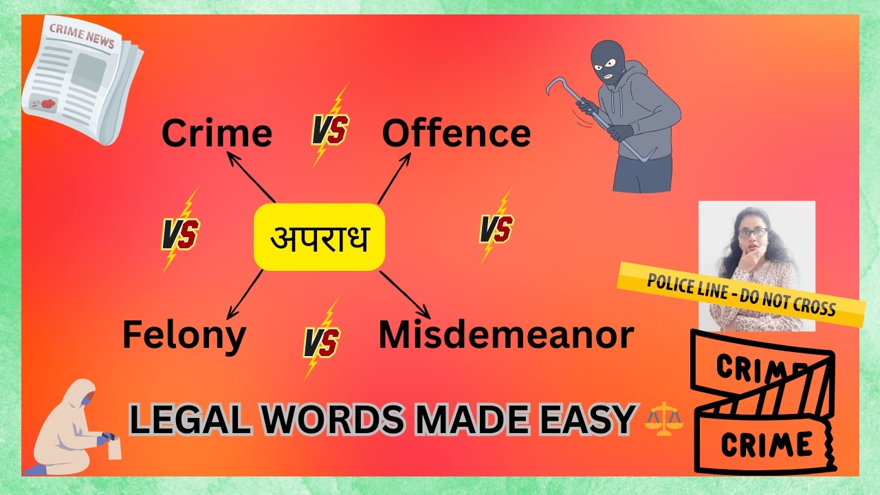 Crime और Felony में क्या फर्क है? Legal English Vocabulary #english #legal #crime #offense