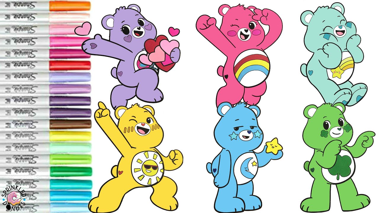 Care Bears Coloring Book Compilation Cheer Bear Share Bear Good Luck Bear Wish Bear Funshine Bear