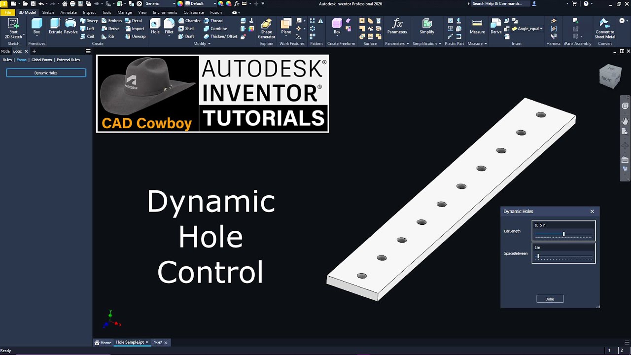 Autodesk Inventor - Dynamic Hole Control