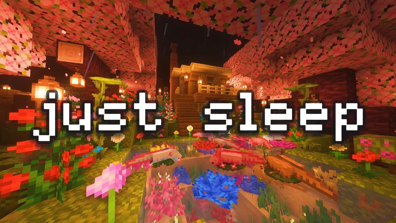 🌙 Засни спокойно ⎮ Дождь в Minecraft и умиротворённая атмосфера сакуры