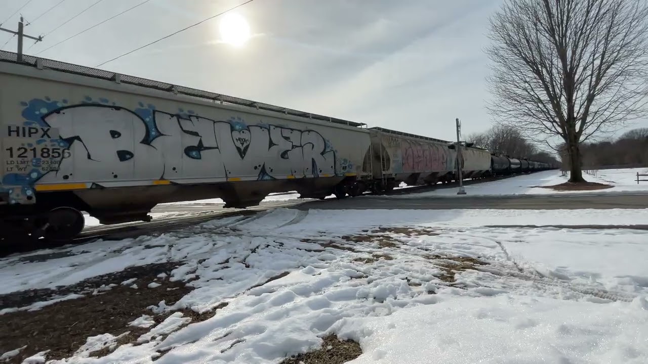 Train crossing through town