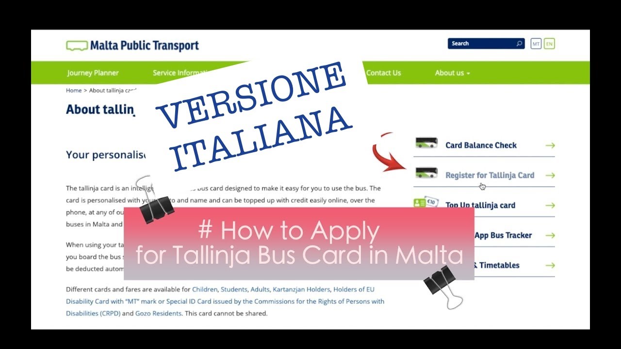Tutorial How to Apply for Tallinja Bus Card in Malta/ Italian version