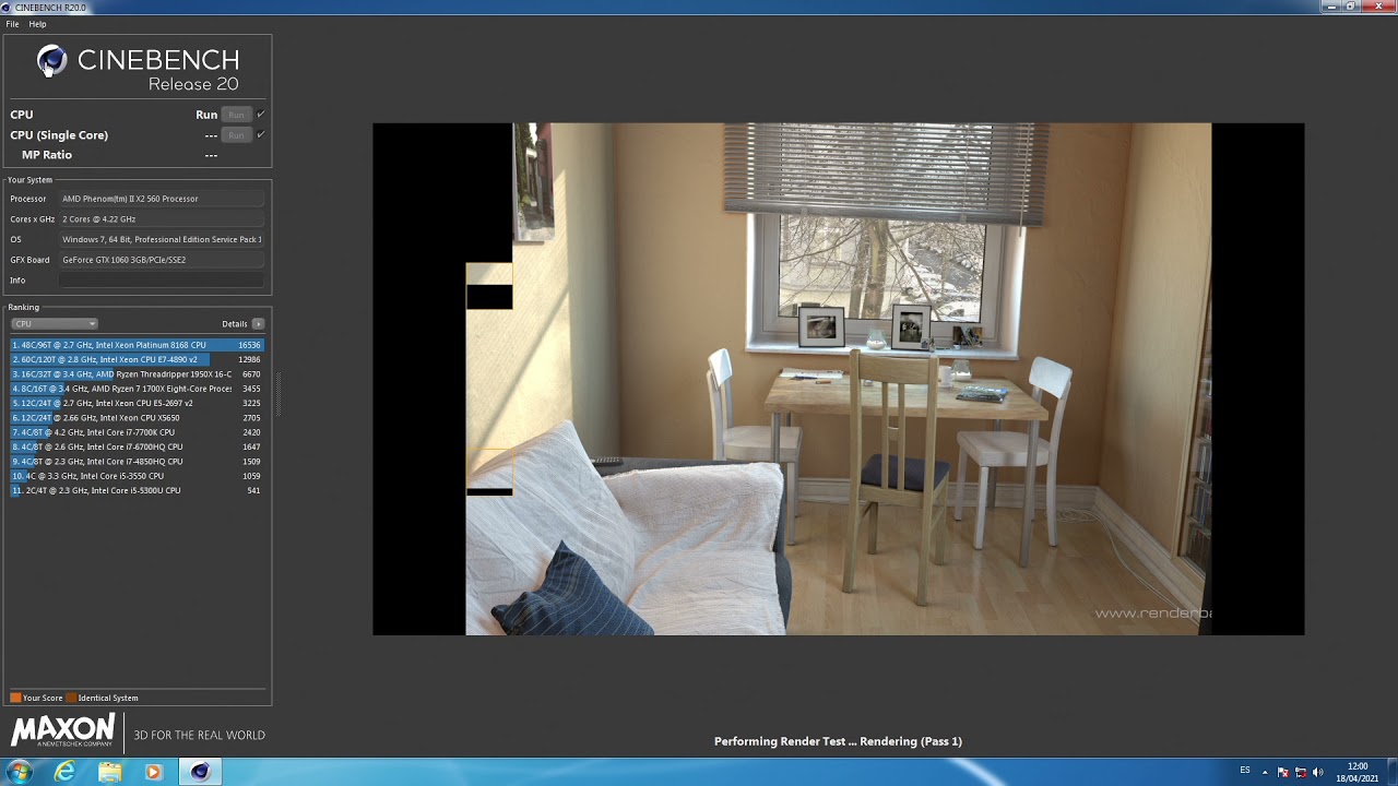 Phenom II x2 560 BE 4.2 GHz OC - Cinebench R20