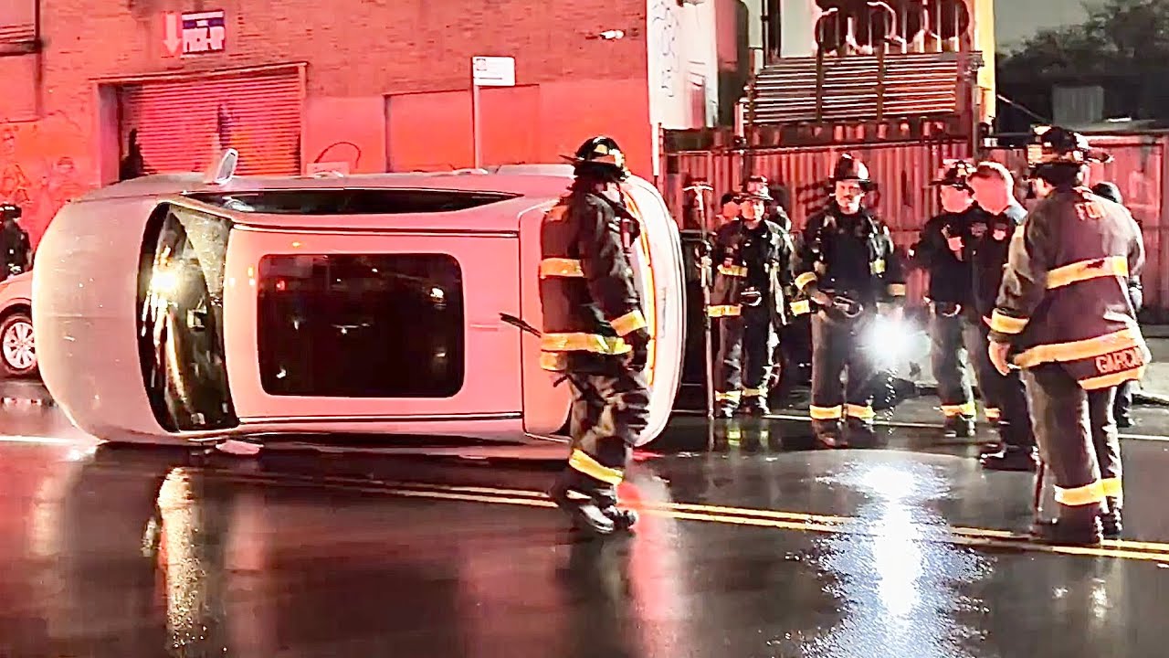 FDNY BOX 2120 ~ FDNY OPERATING FOR A MVA, WITH A CAR ON IT’S SIDE, ON ST. ANNS AVENUE IN THE BRONX. 