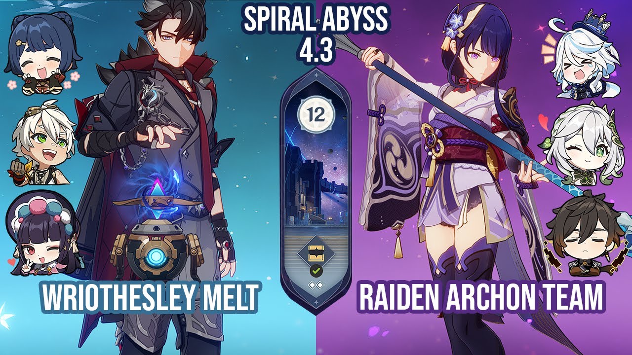 C0R1 Wriothesley Melt & C2 Raiden Archon Team | Spiral Abyss 4.3 Floor 12 9 Stars | Genshin Impact