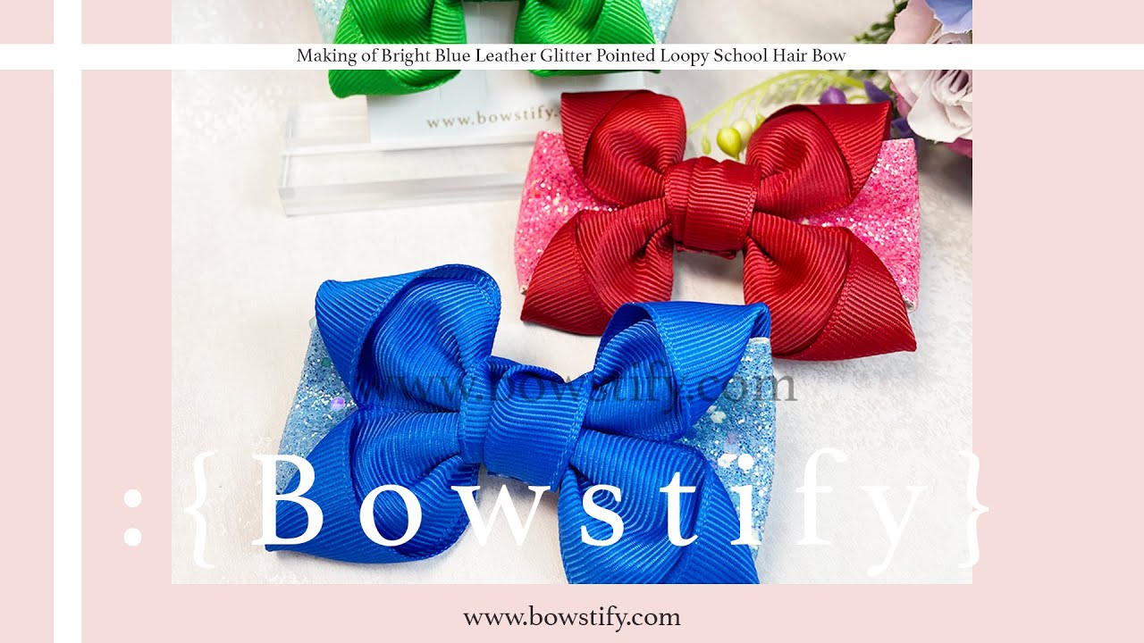 [Normal Speed] Leather Glitter Pointed Loopy School Hair Bow | Bowstify Handmade Hair Accessories