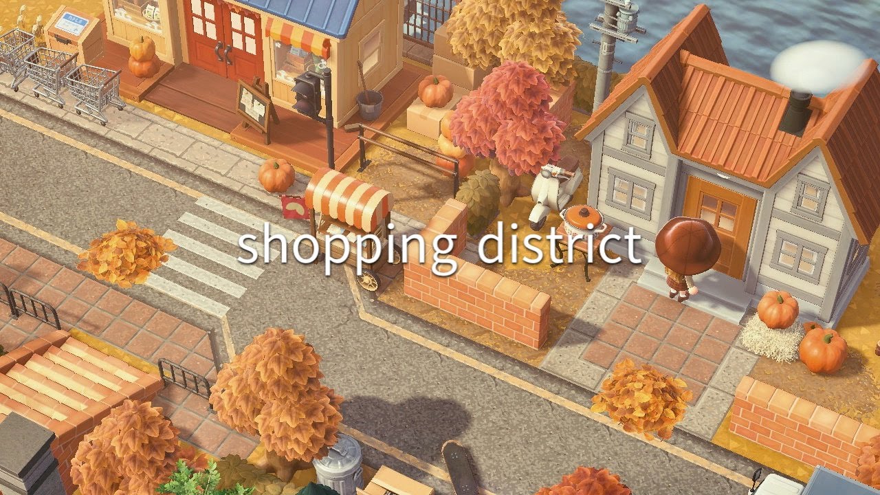 【あつ森】秋の街 商店街と線路が通る住宅 | Shopping District  | Animal Crossing New Horizons