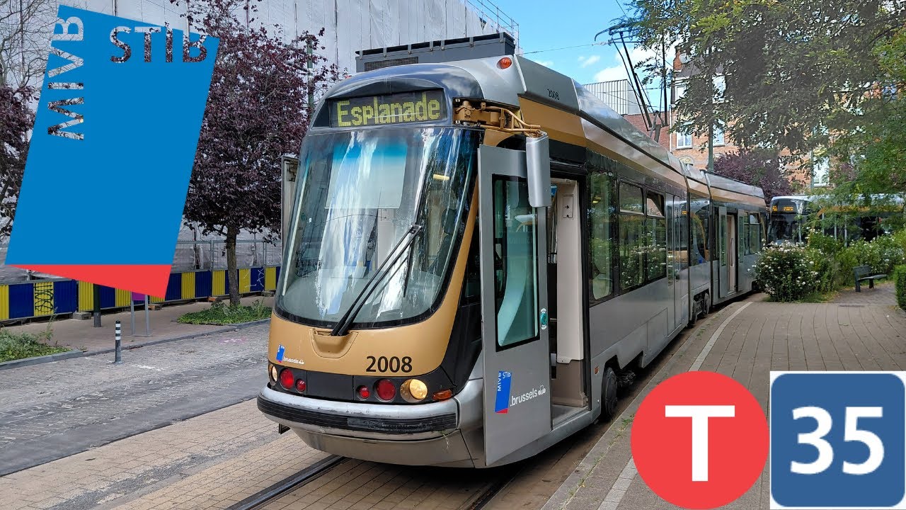 (Tramway Stib) Trajet complet ligne 35 Esplanade à Schaerbeek Gare Tram T2000 n°2008.